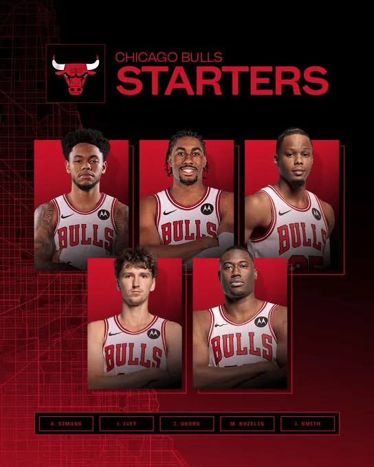 bb体育官网-崭新！公牛首发：西蒙斯、艾维、奥科罗、布泽利斯、史密斯